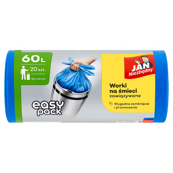 Jan Niezbędny Easy Pack Worki na śmieci zawiązywane 60 l 20 sztuki