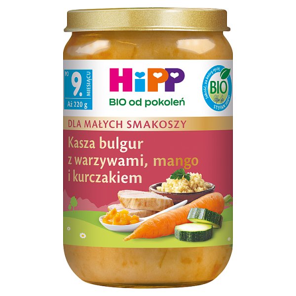 HiPP BIO Kasza bulgur z warzywami mango i kurczakiem po 9. miesiącu 220 g