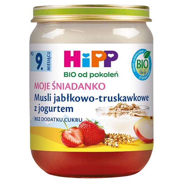 HiPP BIO Moje Śniadanko Musli jabłkowo-truskawkowe z jogurtem po 9. miesiącu 160 g
