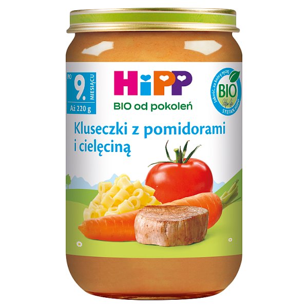HiPP BIO Kluseczki z pomidorami i cielęciną po 9. miesiącu 220 g