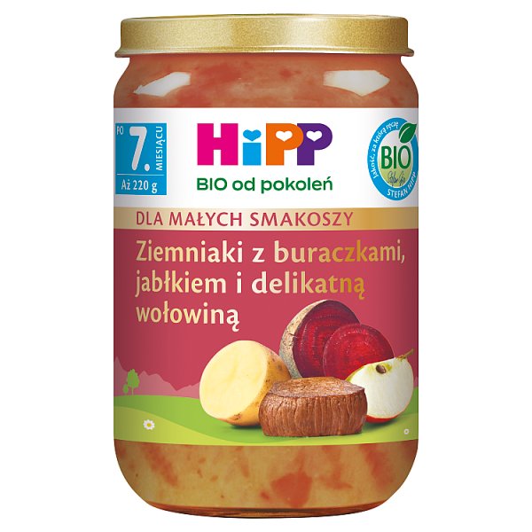 HiPP BIO Dla Małych Smakoszy Ziemniaki z buraczkami jabłkiem delikatną wołowiną po 7. miesiącu 220