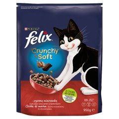 Felix Crunchy & Soft Sucha karma dla kotów z pyszną mieszanką kurczaka i wołowiny z warzywami 950 g