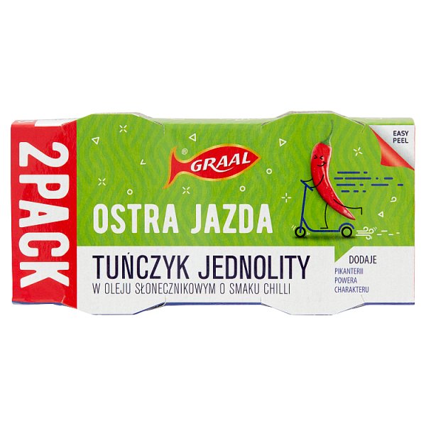 Graal Ostra Jazda Tuńczyk jednolity w oleju słonecznikowym o smaku chilli 160 g (2 x 80 g)