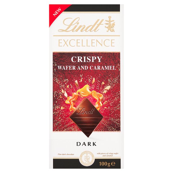 Lindt Excellence Gorzka czekolada z kawałkami kruchych wafelków i karmelu 100 g