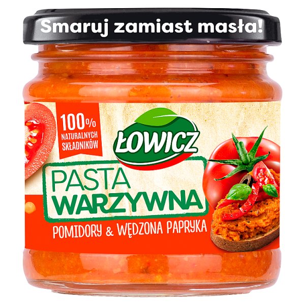 Łowicz Pasta warzywna pomidory &amp; wędzona papryka 180 g