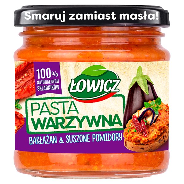 Łowicz Pasta warzywna bakłażan &amp; suszone pomidory 180 g