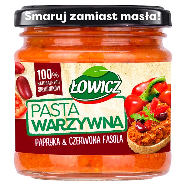 Łowicz Pasta warzywna papryka &amp; czerwona fasola 180 g