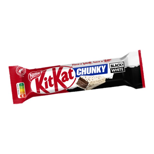 KitKat Chunky Black&amp;White Paluszek waflowy oblany białą polewą z ryżowo-kakaowymi chrupkami 42 g