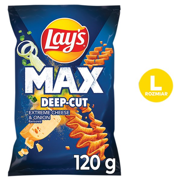 Lay&#039;s Max Deep-Cut Chipsy ziemniaczane o smaku sera i cebulki 120 g