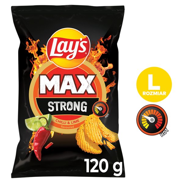 Lay&#039;s Max Strong Chipsy ziemniaczane karbowane o smaku ostrego chilli i limonki 120 g
