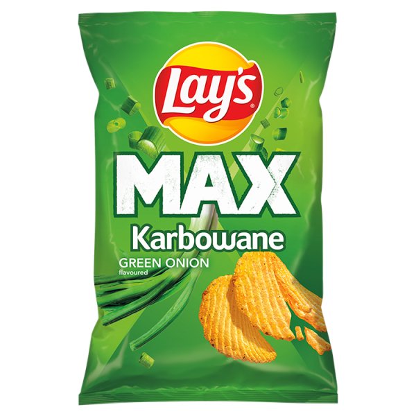 Lay&#039;s Max Chipsy ziemniaczane karbowane o smaku zielonej cebulki 120 g
