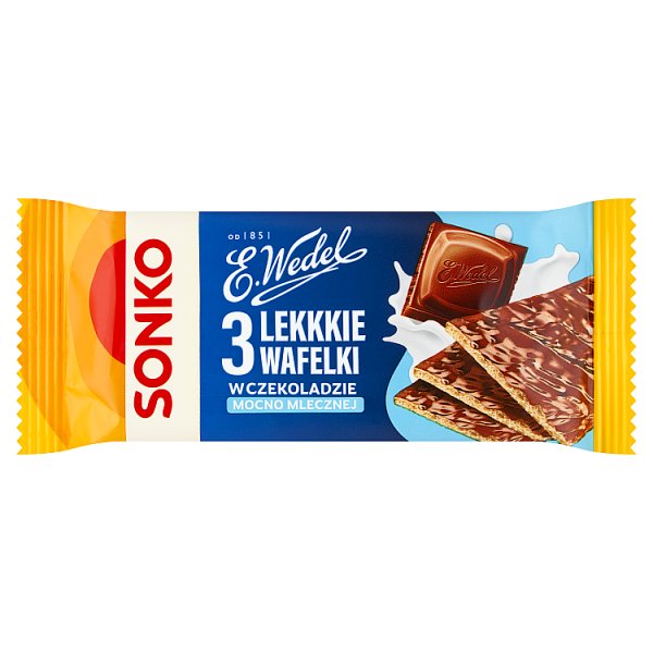 Sonko Lekkie wafelki w czekoladzie mocno mlecznej 36 g (3 sztuki)