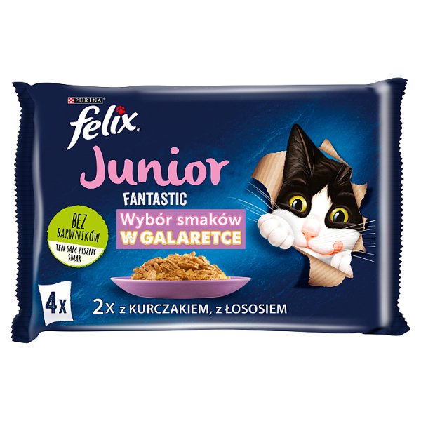 Felix Fantastic Junior Karma dla kociąt wybór smaków w galaretce 340 g (4 x 85 g)