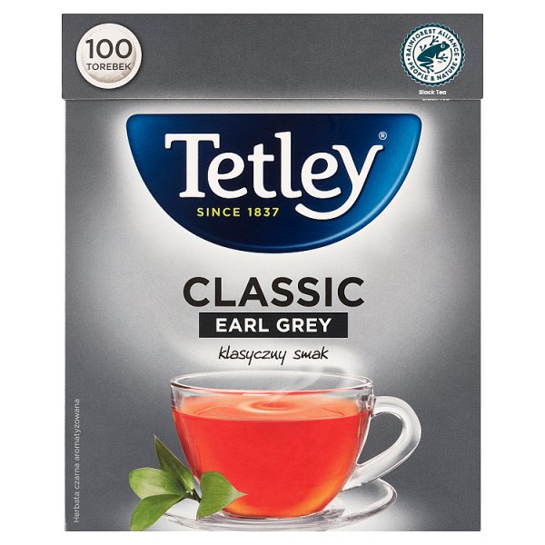 Tetley Classic Earl Grey Herbata czarna aromatyzowana 150 g (100 x 1,5 g)
