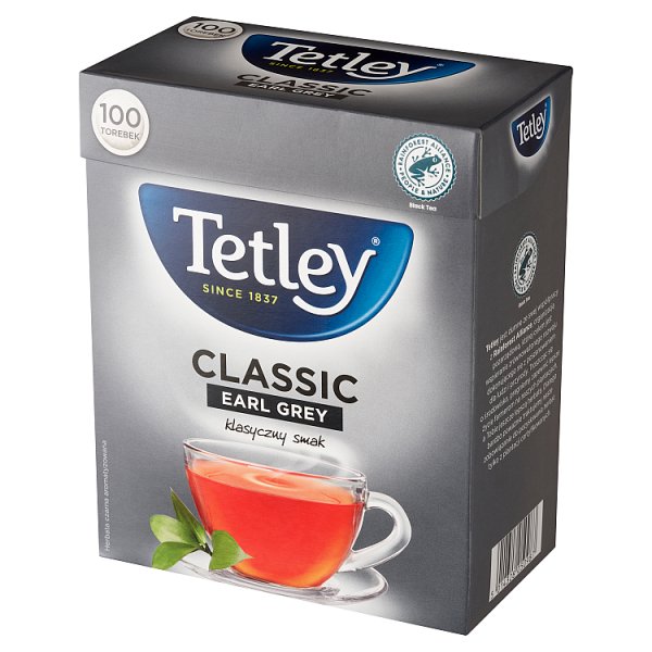 Tetley Classic Earl Grey Herbata czarna aromatyzowana 150 g (100 x 1,5 g)