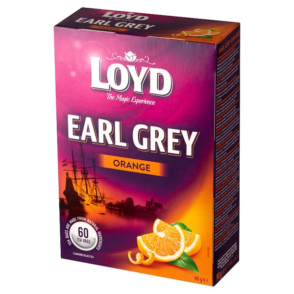 Loyd Orange Earl Grey Herbata czarna aromatyzowana o smaku pomarańczowym 90 g (60 x 1,5 g)