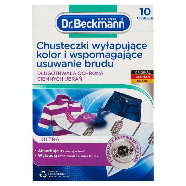 Dr. Beckmann Ultra Chusteczki wyłapujące kolor i wspomagające usuwanie brudu 10 sztuk