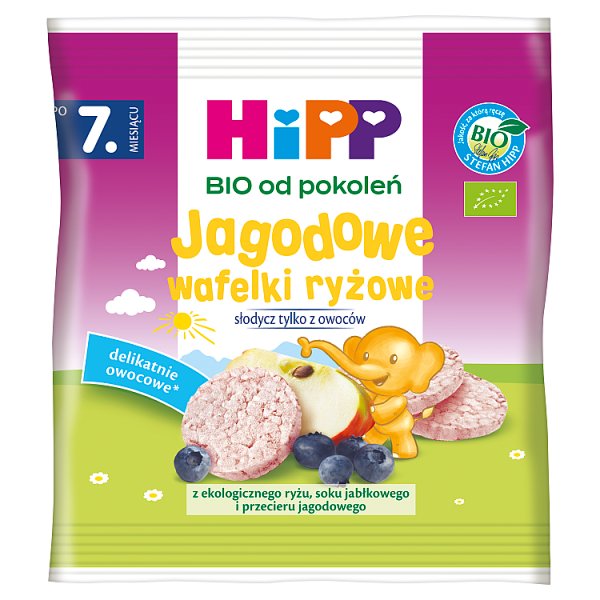 HiPP BIO Jagodowe wafelki ryżowe po 7. miesiącu 30 g