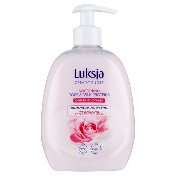 Luksja Creamy &amp; Soft Kremowe mydło w płynie wygładzające róża i proteiny mleka 500 ml