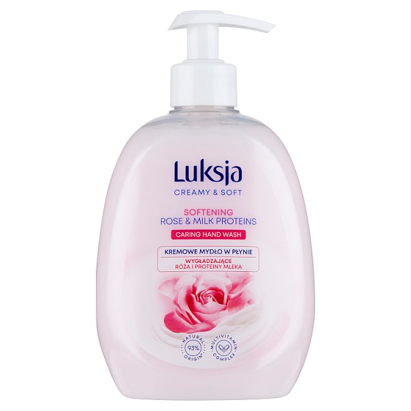 Luksja Creamy &amp; Soft Kremowe mydło w płynie wygładzające róża i proteiny mleka 500 ml