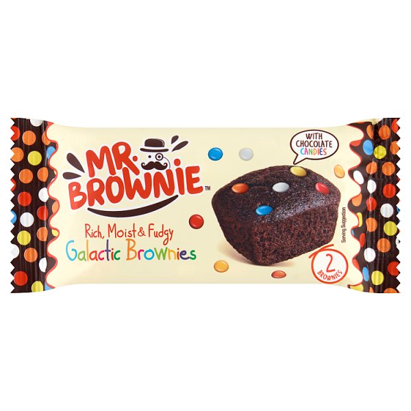 Mr. Brownie Galaktyczne mini ciasta z drażetkami z czekolady mlecznej 50 g (2 sztuki)
