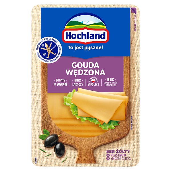 Hochland Ser żółty gouda wędzona w plastrach 135 g