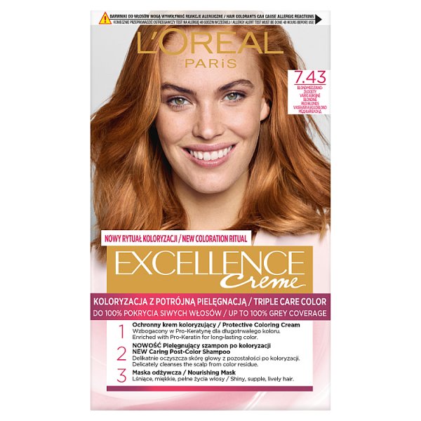 L&#039;Oréal Paris Excellence Creme Farba do włosów 7.43 blond miedziano-złocisty