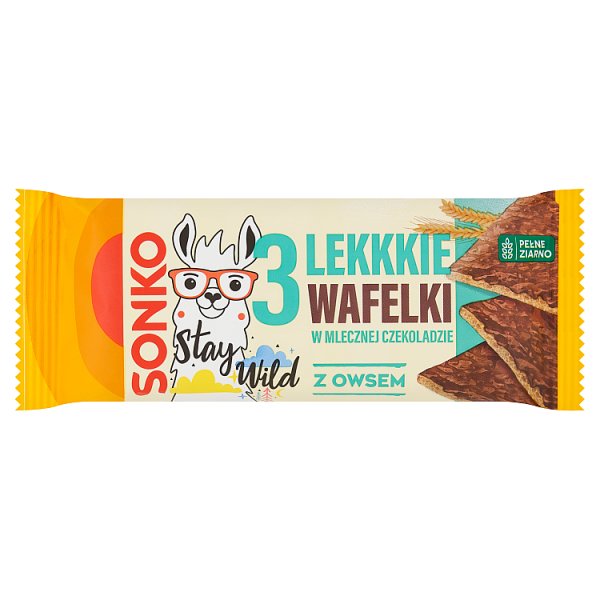 Sonko Stay Wild Lekkie wafelki z owsem w mlecznej czekoladzie 36 g (3 sztuki)