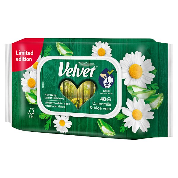 Velvet Camomile &amp; Aloe Vera Nawilżany papier toaletowy 48 sztuk