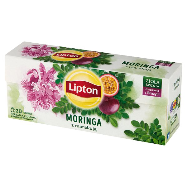 Lipton Herbatka ziołowa aromatyzowana moringa z marakują 18 g (20 torebek)