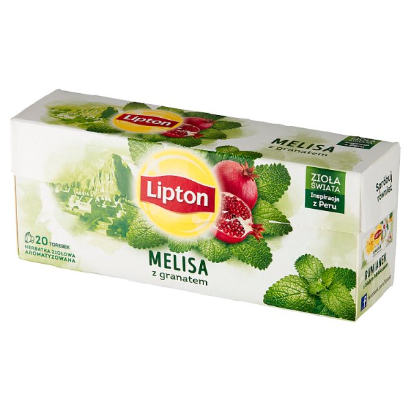 Lipton Herbatka ziołowa aromatyzowana melisa z granatem 24 g (20 torebek)