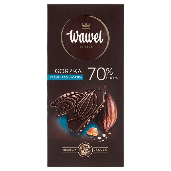 Wawel Czekolada gorzka 70 % cocoa karmel &amp; sól morska 100 g