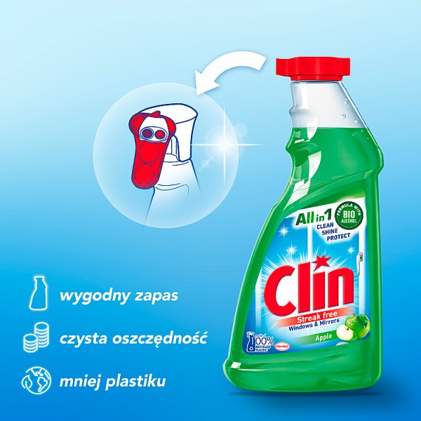 Clin Apple Płyn do mycia powierzchni szklanych 500 ml