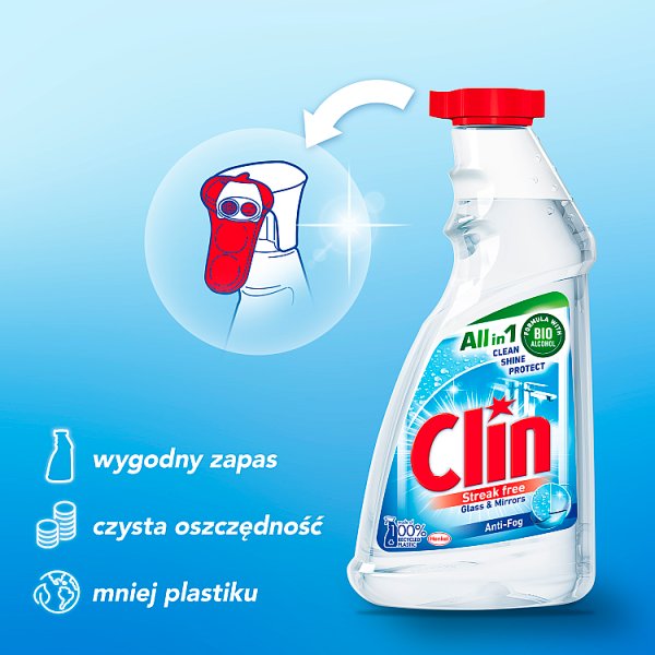 Clin Anti-Fog Płyn do mycia powierzchni szklanych 500 ml