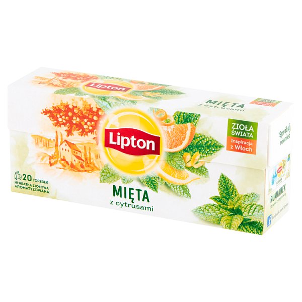 Lipton Herbatka ziołowa aromatyzowana mięta z cytrusami 26 g (20 torebek)