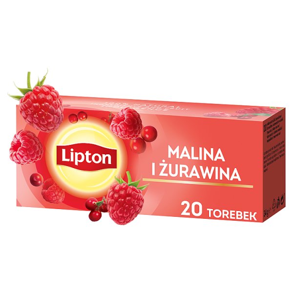 Lipton Herbatka owocowa malina i żurawina 32 g (20 torebek)
