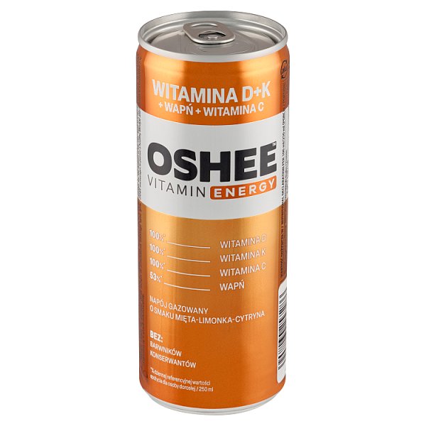 Oshee Vitamin Energy Napój gazowany o smaku mięta-limonka-cytryna 250 ml