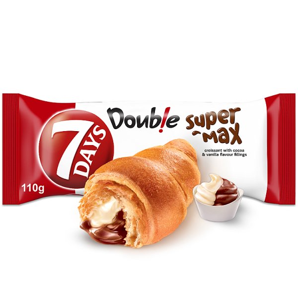 7 Days Doub!e Super Max Rogalik z nadzieniem kakaowym i o smaku waniliowym 110 g