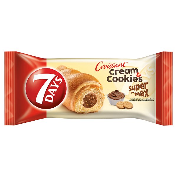 7 Days Cream &amp; Cookies Super Max Rogalik z kremem z orzechów laskowych z kawałkami ciastek 110 g