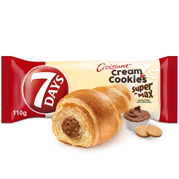 7 Days Cream &amp; Cookies Super Max Rogalik z kremem z orzechów laskowych z kawałkami ciastek 110 g