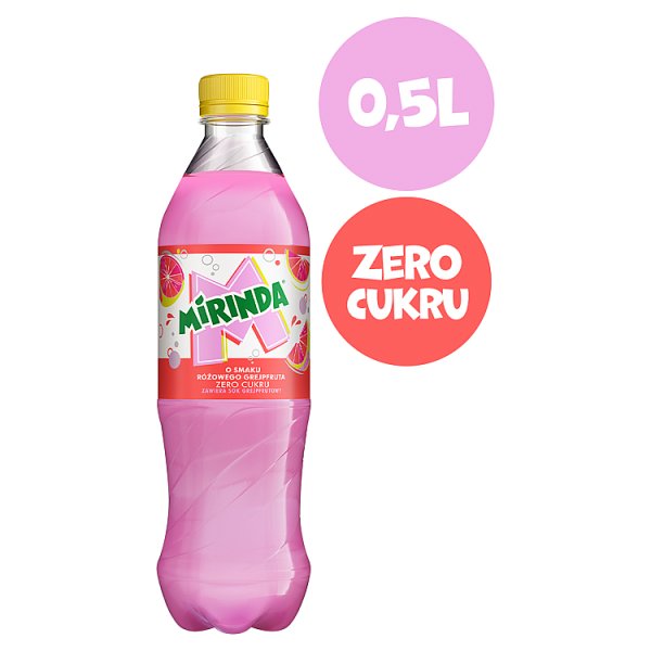 Mirinda Zero cukru Napój gazowany o smaku różowego grejpfruta 0,5 l