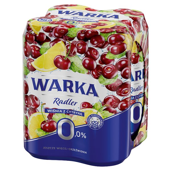 Warka Radler Bezalkoholowy napój piwny wiśnia z cytryną 4 x 500 ml