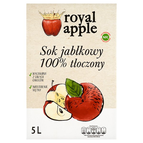 Royal apple Sok jabłkowy 100 % tłoczony 5 l