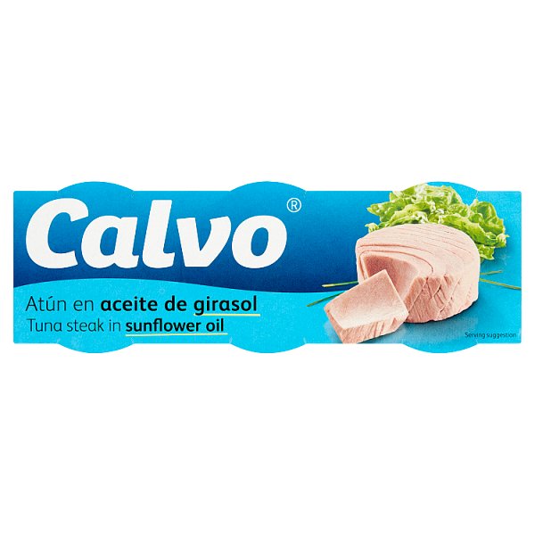 Calvo Kawałki tuńczyka w oleju słonecznikowym 3 x 80 g