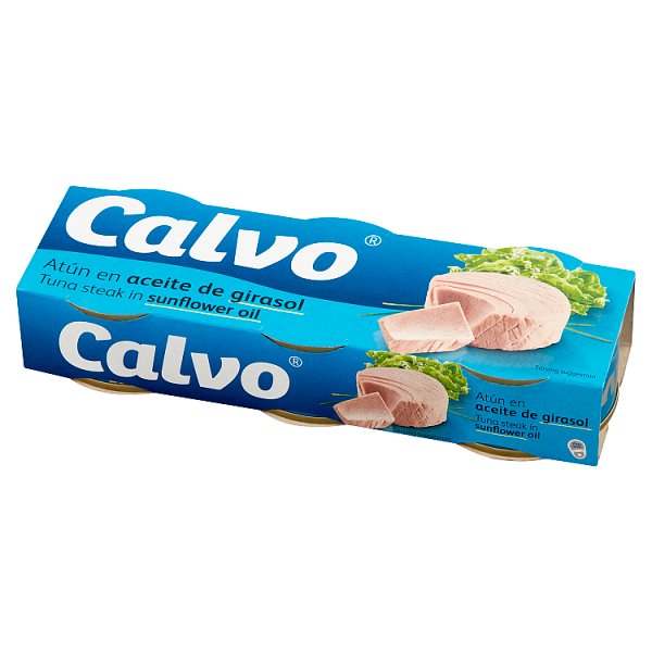 Calvo Kawałki tuńczyka w oleju słonecznikowym 3 x 80 g