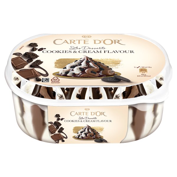 Carte D&#039;Or Les Desserts Lody o smaku ciasteczkowo-śmietankowym i lody czekoladowe 825 ml