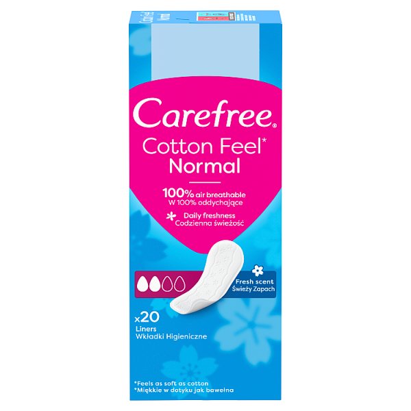 Carefree Cotton Feel Normal Wkładki higieniczne świeży zapach 20 sztuk