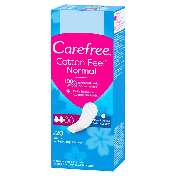 Carefree Cotton Feel Normal Wkładki higieniczne świeży zapach 20 sztuk