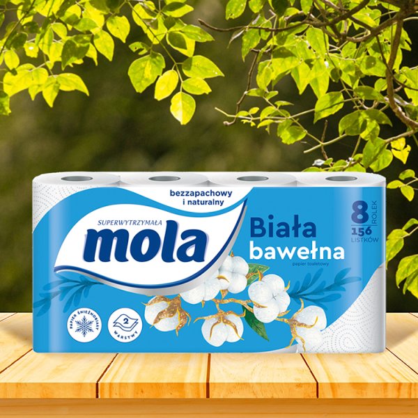 Mola White Papier toaletowy bawełniana biel 8 rolek