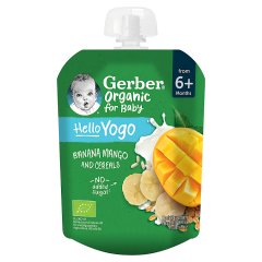 Gerber Organic Deserek banany mango z mlekiem fermentowanym i zbożami po 6. miesiącu 80 g